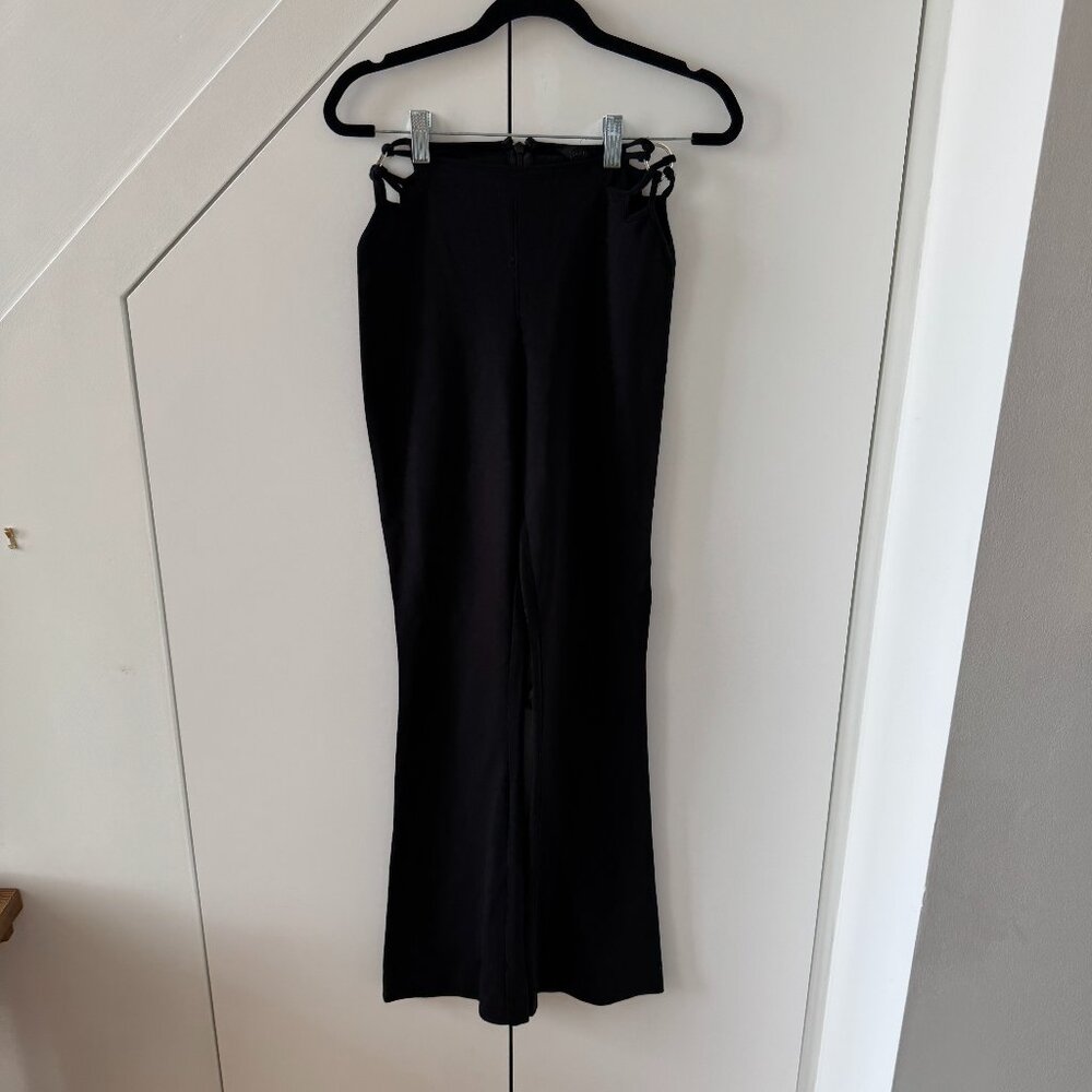 H:OURS | Cutout Flare Lydia Lace Up Knit Pant